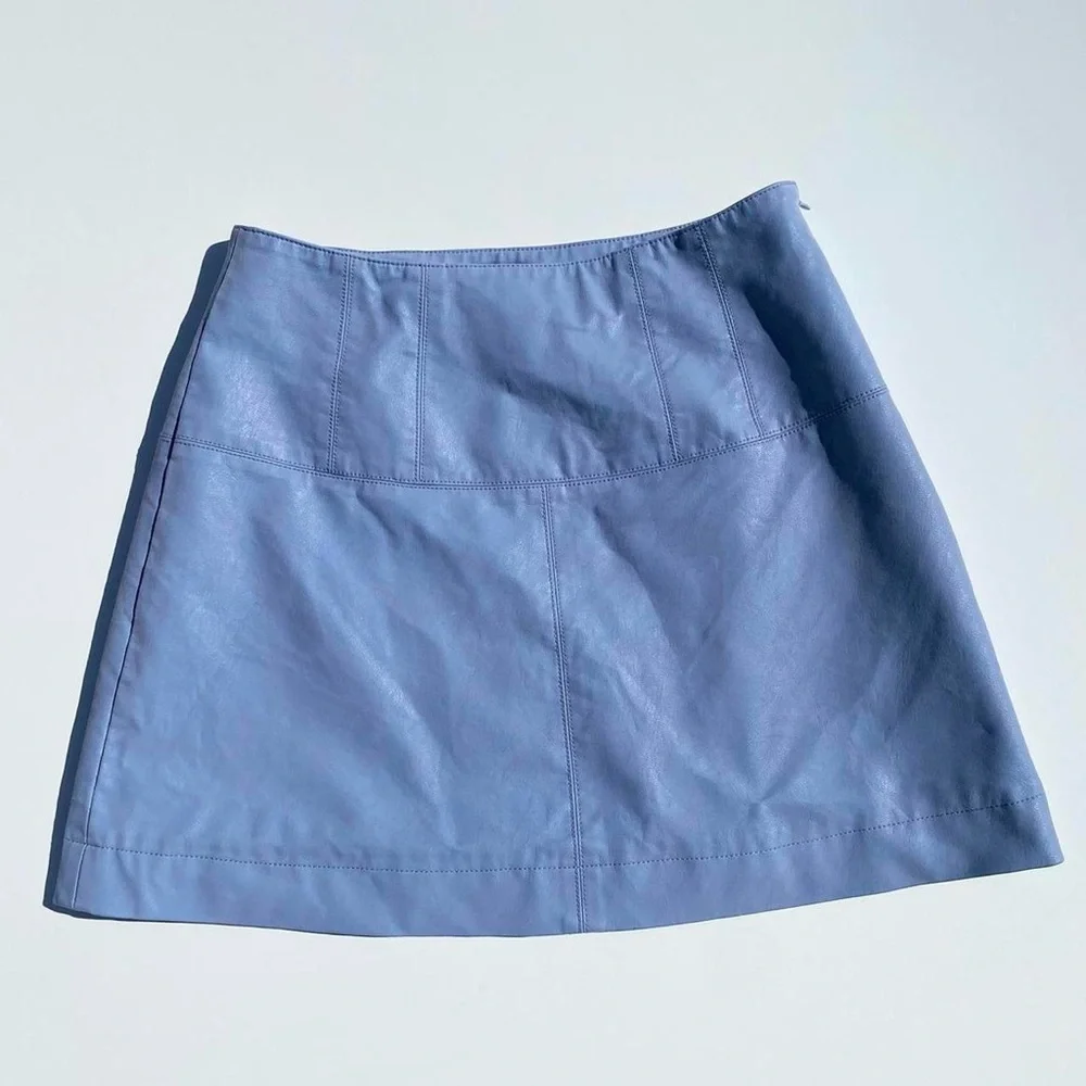 Free People Light Blue Faux Leather Mini Skirt Women's 4, 26